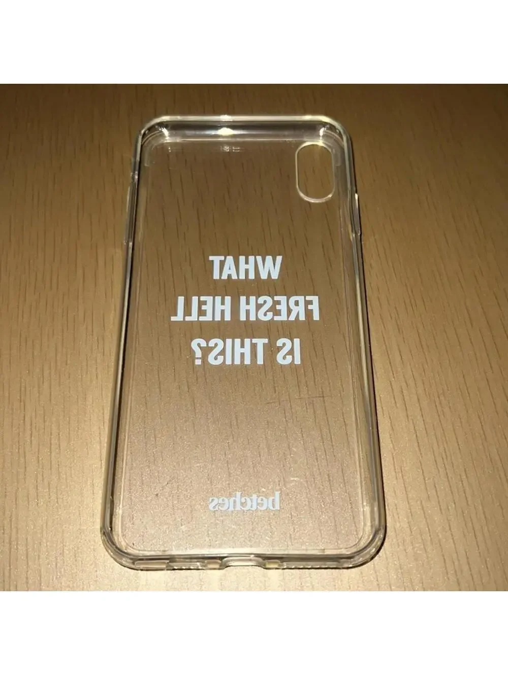 iPhone X/XS MAX clear case w text w/ cable